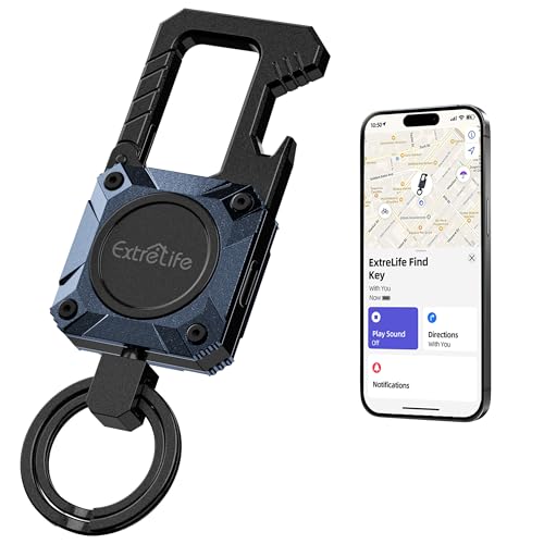 Image of ExtreLife Keychain, Works with Apple Find My, Bottle Opener, Carabiner Car Key Chains with Gps Tracker