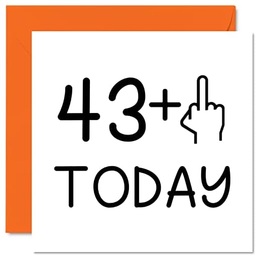 Tarjeta cumpleaños 43 años divertida mujer, dedo medio, tarjetas cumpleaños groseras hombres, tarjetas felicitación cumpleaños 145 mm x 145 mm, tarjetas broma mamá, papá, hermana, tía, tío, primo