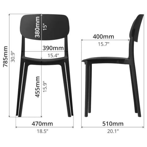 Image of Dream Furnishing - Set of 8 Stackable Dinning Chairs for Home Cafe Office Hotel for Indoor and Outdoor Patio (Black Set 8)