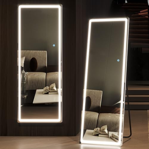 Amazon.com: LVZORY Full Length Mirror with LED Lights, Full Body Mirror ...