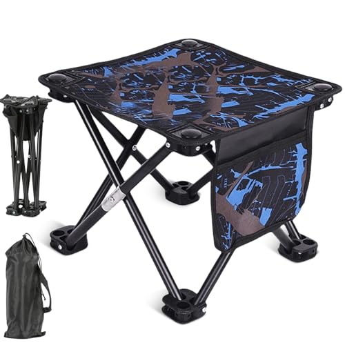 VEGOATY Outdoor Klapphocker: 1 Stück Extra Großer Und Höherer Campinghocker, Tragbar Und Faltbar, Ideal Für Camping, Angeln, Wandern (30x29x31cm, Blauer Farbton)
