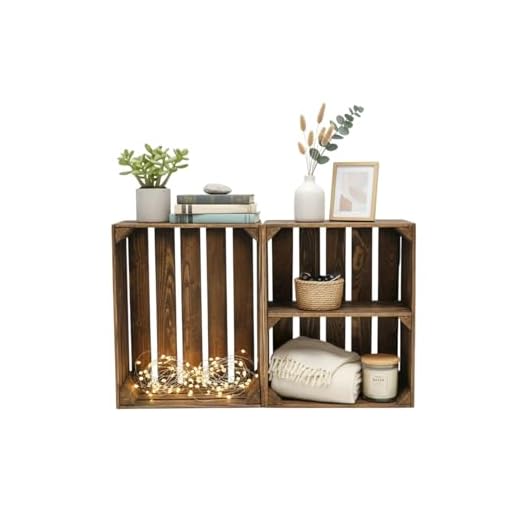 Teramico Antiguos cajones de Fruta flameados en Muchas variaciones. Ideales para la construcción de Muebles o para Almacenamiento. Acabado Muy sólido y Robusto (Set de 2-1 x Base Transversal)