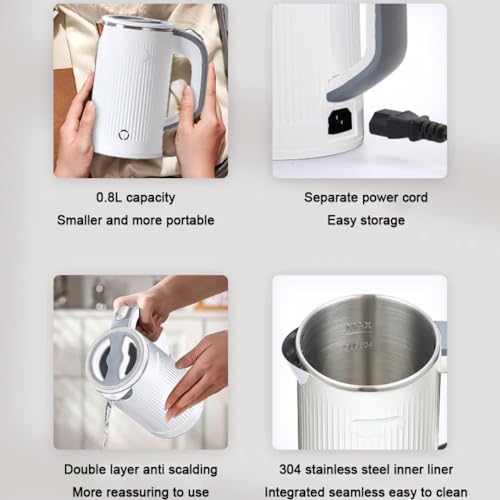 Tetera eléctrica portátil 0.8L acero inoxidable 600W miniatura 6