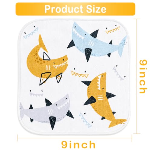 Image of Baby Washcloths, 24Pack Baby Wash Cloths Extra Soft & Ultra Absorbent, Baby Towels and Washcloths Face Towels for Unisex Boys Girls Body, Washclothes Gentle on Sensitive Skin, 9x9 Shark