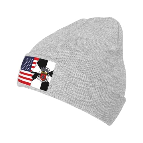 Bandeira Do Huambo Y América Hombre Mujer Gorro De Punto Deportivo Gorro Invierno Cálido Gorros con Vuelta para Deportes Ciclismo Pasear Al Perro