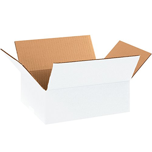 Image of BOX USA 25 Pack of Corrugated Cardboard Boxes, 11 1 /4 inch L x 8 3 /4 inch W x 4 inch H, White, Shipping, Packing and Moving
