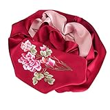 Material: Seda de mora. ZHUNOLYA Bufandas Seda Mujer,Bordado Estolas Mujer Seda De Mora Proteccion Solar Fulares Cálida Aplicar Para Toda La Temporada Boda-vino tinto-155cm
