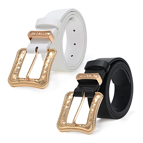 Western Belts Cowgirl Ceintures pour femmes - 2 pièces Ceintures en cuir PU vintage pour femmes pour robes en jean Cover