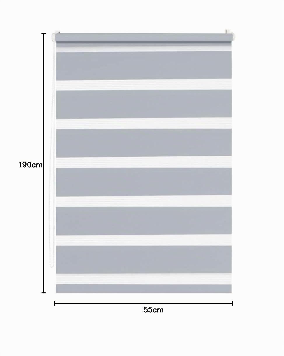 MADECOSTORE Store Enrouleur Jour Nuit chaînette coordonnée sans percer - Gris Clair - L56 x H190cm