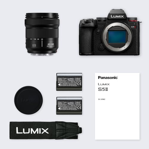 Image of Panasonic LUMIX DC-S5 II Full Frame Mirrorless Camera with 20-60 mm F3.5-5.6 Lens, 4K 60P and 6k 30P Unlimited Video Recording, Flip Screen, Wi-Fi, Active IS, with extra DMW-BLK22 Battery, Black