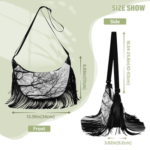 OTVEE Tree Branch Beauty Of Nature Fringe Bag for Women Cross Body Bag Tassel Shoulder Bag Satchel3