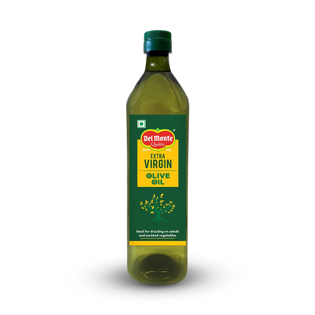 Del Monte Extra Virgin Olive Oil (Imported)|Cold Extracted from A1 Grade Olives|Pure & Unrefined|Ideal For Salad Dressing,Paratha & Marinating|1L PET Bottle