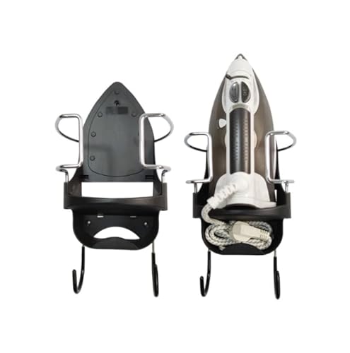 Borlai Soporte de pared para tabla de planchar y hierro, material resistente al calor, 10 kg, capacidad de carga, organizador de lavandería, color negro