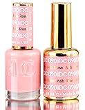 DND DC Pinks GEL POLISH DUO, Gel Lacquer 0.5 oz + Matching Nail Polish Color 0.5 oz, Daisy Nails (w/Glitter) Made in USA