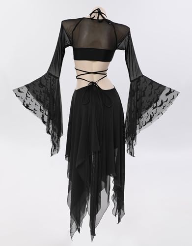 MEOWCOS Women's Bikini Sets Gothic Bathing Suit Wasteland Wind Top and Skirt Set with Triangle Bottoms Bathing Suit3