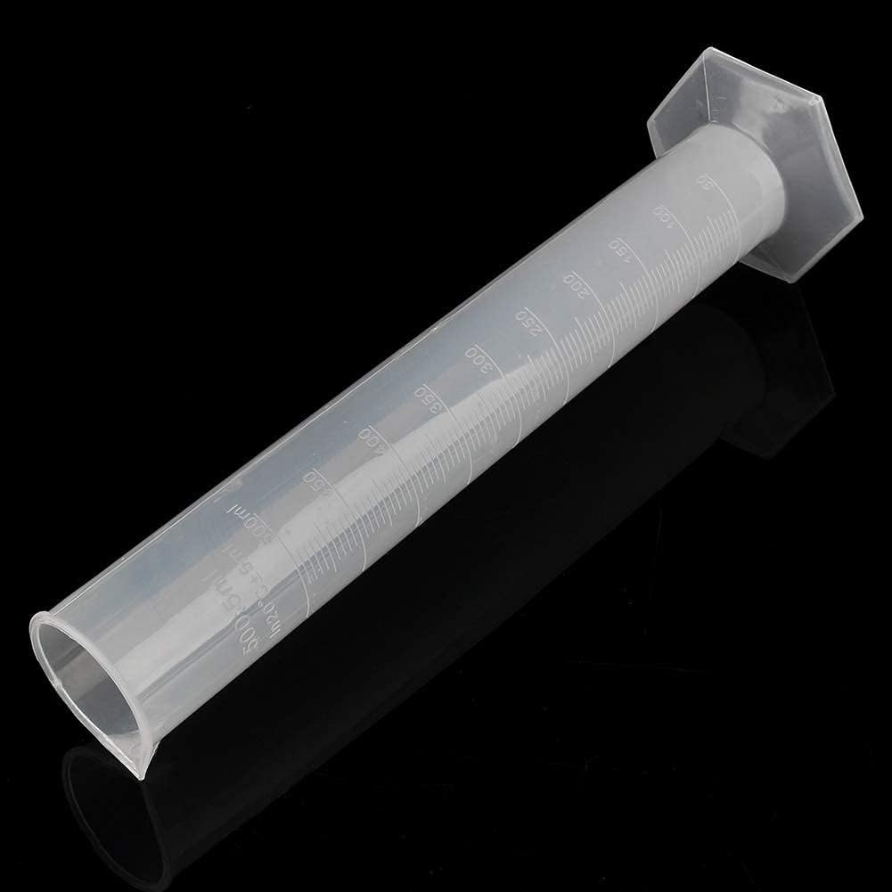 Cylindres de mesure, cylindre gradué en plastique de 500 ml avec bec verseur, tube de liquide d'essai en laboratoire transparent pour les projets scientifiques, fournitures de