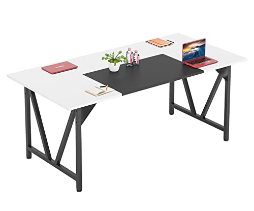 Little Tree 6Ft Conference Meeting Splicing Board Modern Rectangular Training Seminar Tables, Large Executive Computer Desk For Home Office, White/Black #TOP21