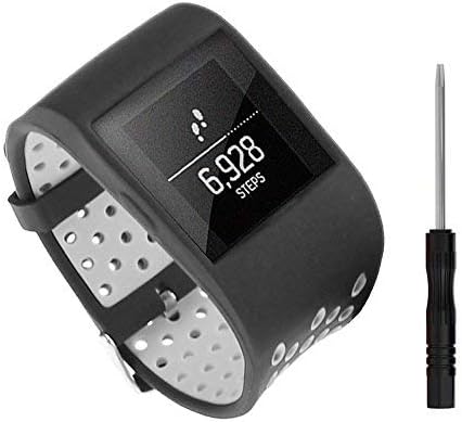 Compatible with Fitbit Surge Replacement Strap Bands, Silicone Accessories for Fitbit Surge Watch Fitness Tracker Wristband WatchBand Wrist Band Women Men, Black-Grey