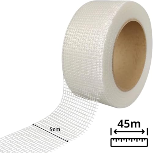 Pincéis Atlas AT2945 Fita Telada Reparos para Juntas em Paredes de Geso, 50mm x 45m, 1 Unidade, Tran