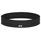 ランニングポーチ ATiC ウエストバッグ ポケット4つ付き 腰に巻く 弾力あり 小物入れ(スマホ、イヤホン、鍵、財布、カード)山登り・ランニング・遠足などのスポーツに iPhone 12/12 mini/12 Pro/SE 2020、iPhone 11 Pro Max/11/Xr/11 Pro/X/XSなどに適応「最大6.5インチまで対応する」 - L - BLACK