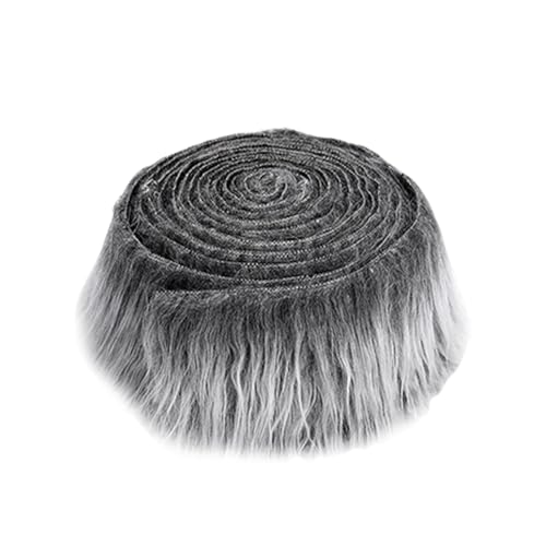 Kunstfell Zum Basteln,5x150cm Fell Zum Basteln,Stoff Flauschiges,Furry Faux Precut Strips,Kunstleder PlüSch Band Kunstpelz Fellstoff,für Zwergenbart Weihnachtsmannhaar Basteldekoration (Dunkelgrau)