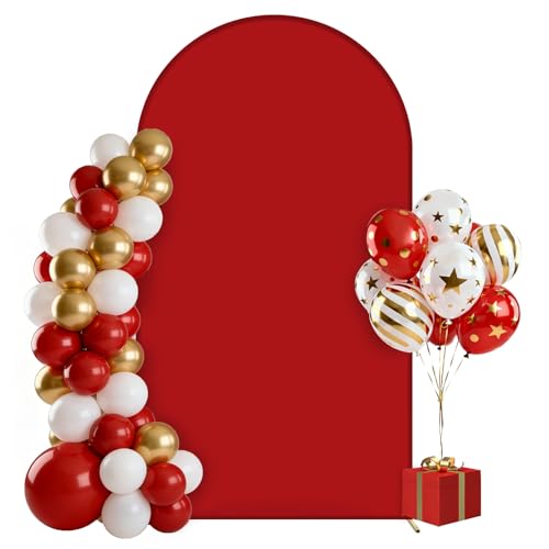 Hahuho Wedding Arch Backdrop Cover(No Arch Stand) Spandex Arch Covers Stretchy Backdrop Wedding Birthday Party Baby Shower Banquet Ceremony Decoration(6FT Red)