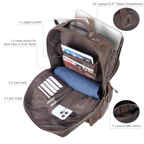 Masa Kawa Brown Leather Laptop Backpack
