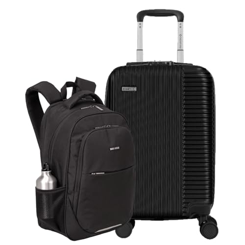 Combo Mala + Mochila Sestini, em ABS Capacete de Piloto Reforçado, Cadeado Integrado Senha Personalizável, Rodas Silenciosas 360°, Bordo 10kg de Viagem (Classy)