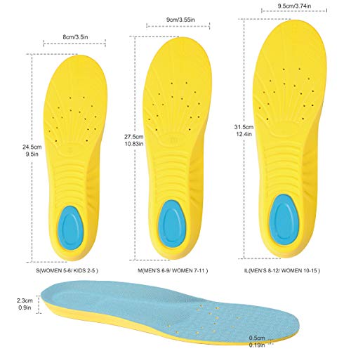 Alibamazon Shoes Inserts Memory Foam Insoles Shock Absorption Pain Relief Plantar Fasciitis Arch Supports Breathable Pu Sports Feet Insoles For Men Women And Kids,1 Pair