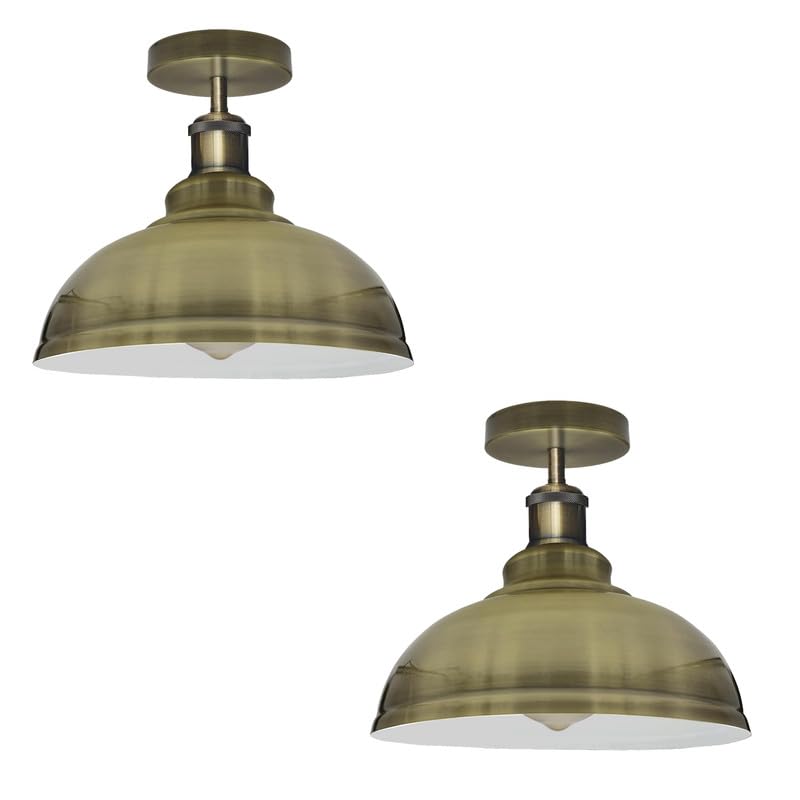 LEDSone Flush Mount Ceiling Light Fitting Industrial Vintage Kitchen Light Ceiling Metal Curvy 29cm Rustic Farmhouse Semi Flush Hanging Pendant Light for Indoor Porch