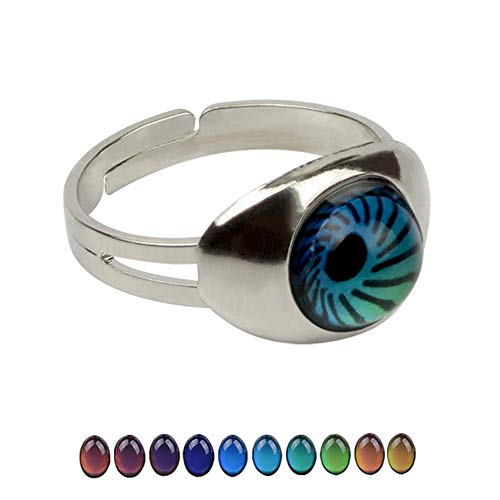 Authentic Adjustable Mood Ring,Smiley Face，Magic Eyes - Pack of 33