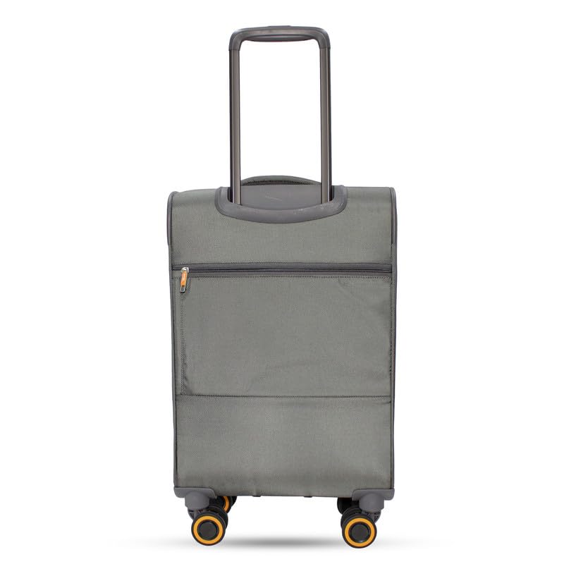 Image of SWISS MILITARY Nylon Mercury 8 Wheels 55cm Trolley Luggage, Soft Case 360 Rotatable Wheels, TSA Lock, Expandable Storage & Quick Front Pocket Suitcase, Travel Bag for Men & Women, Small Grey 44L