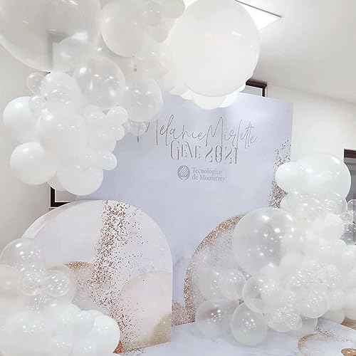 Image of RUBFAC 129pcs Clear Balloons Different Sizes 18 12 10 5 Inches for Garland Arch, Transparent Balloon for Birthday Baby Shower Wedding Party Decoration