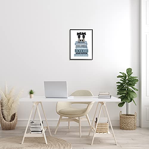 Image of 'Black Bow Shoes Tall Fashion Glam Bookstack'| Framed Giclee Art | Stupell Industries | Black, 16 x 20 Inches, Easy to Hang and Sturdy, Made in USA, by Amanda Greenwood