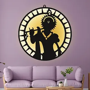 Products Krishna Wall Decor/MDF Wall Art with LED |Perfect For Home, Office, Temple |Size 23x23 Inch
