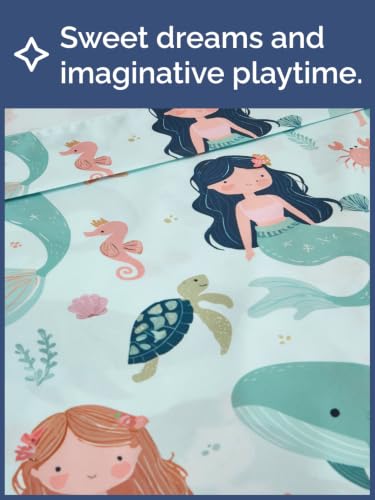 Image of Kids Twin Size Mermaid Bed Sheets - 3 Piece Kids Mermaid Sheet Set - Ocean Sea Bedding - Ultra-Soft, Cute & Cozy - Breathable & Machine Washable - Underwater Bed Set for Boys, Girls, Teens & Toddlers