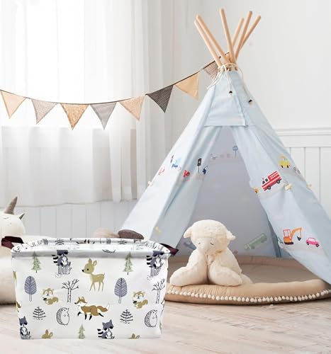 Image of Rectangle Storage Basket Cute Canvas Organizer Bin for Pet /Children Toys, Books, Clothes Perfect for Rooms /Playroom (Fox)