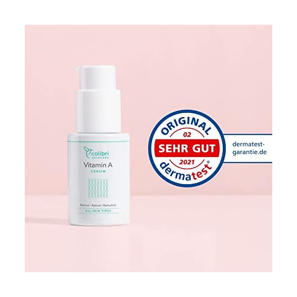 colibri skincare Vitamin A Serum - 30ml Retinol Serum hochdosiert - 4-fach Wirkstoffkomplex mit Retinol, Retinal… – Bild 4