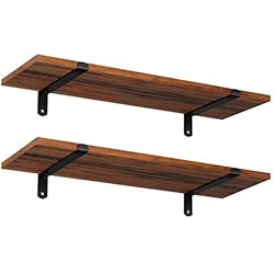 Estanterias Industriales Pared SONGMICS - Estantes de Pared (2, estantes flotantes, Decorativos, Estilo Retro, Carga máxima: 15 kg/Unidad, 60 x 20 x 7 cm, MDF Marrón y Negro LWS04NB