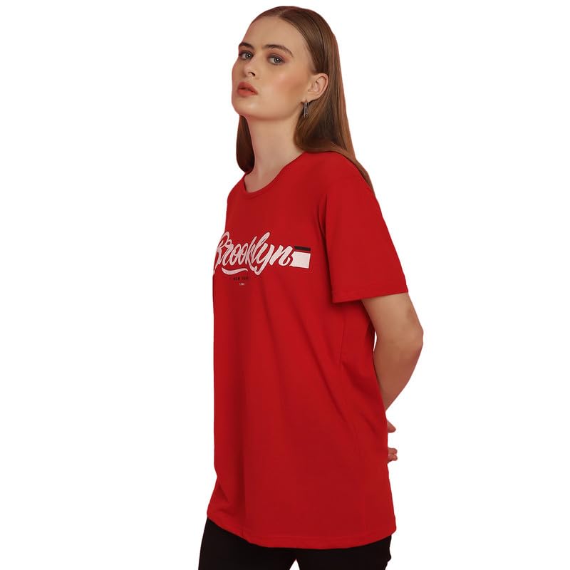 Image of Round Neck Cotton Printed Women Regular Fit Tshirt-P1950