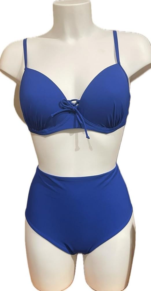 Bikini Reggiseno con Coppe Imbottite e Ferretto UO02C + Slip Alto UO011, Nero 00002, 4