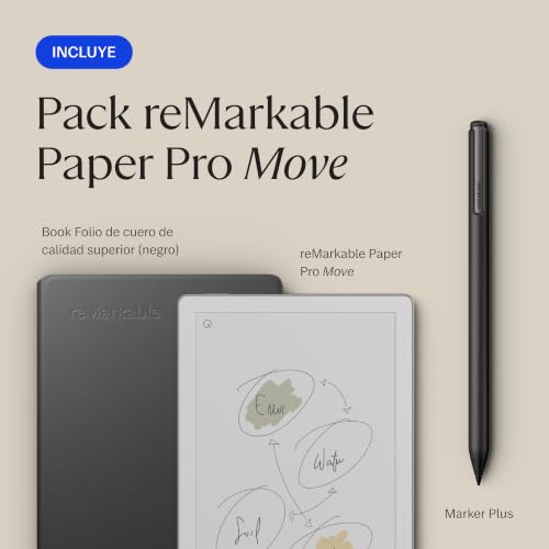Miniatura 3 de Remarkable Pack Premium Paper Pro Move Tableta De Tinta Electrónica - Pantalla A Color 7,3 Lápiz Marker Plus Con Goma Integrada Funda Book Folio De Piel Negra