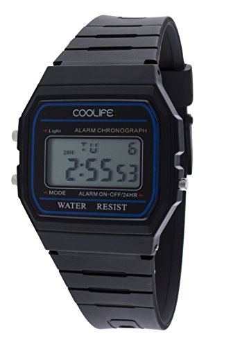Coolife Unisex kwarts horloge in zwart retro stijl digitaal LCD-display uniseks dameshorloge herenhorloge CL2013G901