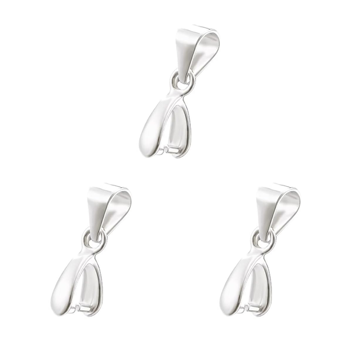 JKEIO3pcs 925 Sterling Silver 15mm Pendant Pinch Bail Ice Pick Pinch Bails Dangle Charms Clasp Connector for Necklace Making Handmade Jewelry Gift for Women(Silver Original)