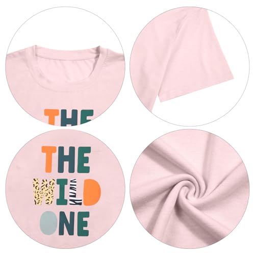 Image of Family Trips Matching Shirts : Wild One Print Tee Safari Animal Theme Parent-Child Outfit
