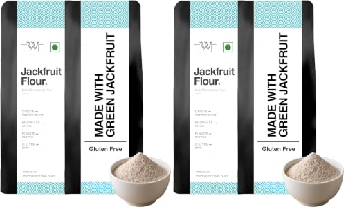 Image of TWF Raw Jackfruit Flour | 500g | 100% Naturally Processed Kathal Atta | Fine Ground | Helps Control Blood Sugar | Gluten-Free | Zero Bitterness | No Preservatives (Pack of 2)