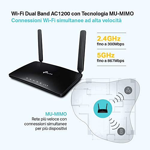 Archer MR600 Router 4G+, Router WiFi con SIM, Cat6 fino a 300 Mbps WiFi AC1200Mbps, 2 Antenne Removibili, 3 Porte LAN e 1 LAN/WAN, OneMesh, Tecnologia MU-MIMO, Plug&Play, Soluzione Qualcomm - Router - Immagine 2