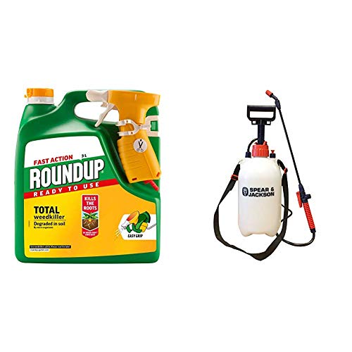 Roundup Fast Action Weedkiller 3L & Spear & Jackson Pump Action Pressure Sprayer, 5 L