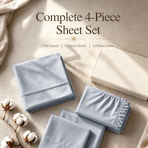 Image of MEISHANG 1000TC Egyptian Cotton Sheets Queen, 16 inch Deep Pocket | 1000TC Egyptian Cotton Sheets, Sateen Weave, Ultra Soft & Breathable, OEKO-TEX Certified