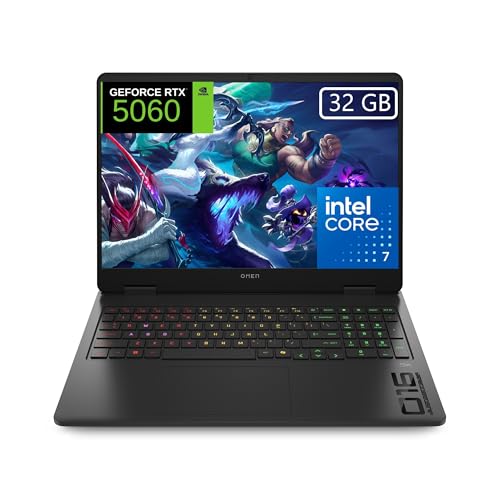 HP OMEN 16-am0059ns - Ordenador portátil Gaming 16' 2K (Intel Core 7-240H, 32GB RAM, 1TB SSD, NVIDIA RTX 5060, FreeDos) - Negro - Teclado QWERTY Español